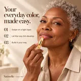 Swipe on a light layer, let the rosy tint develop, and build it your way